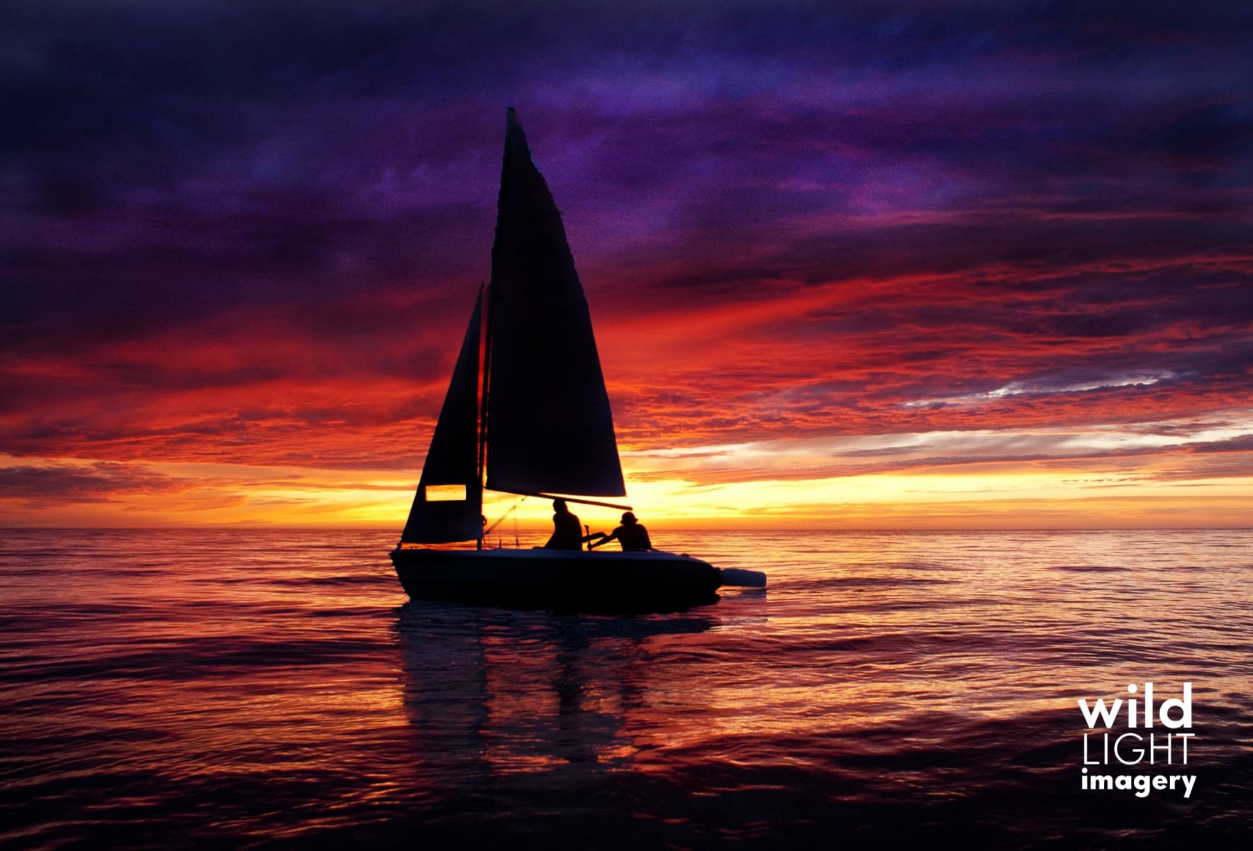 Brisk sailing captured at sunset