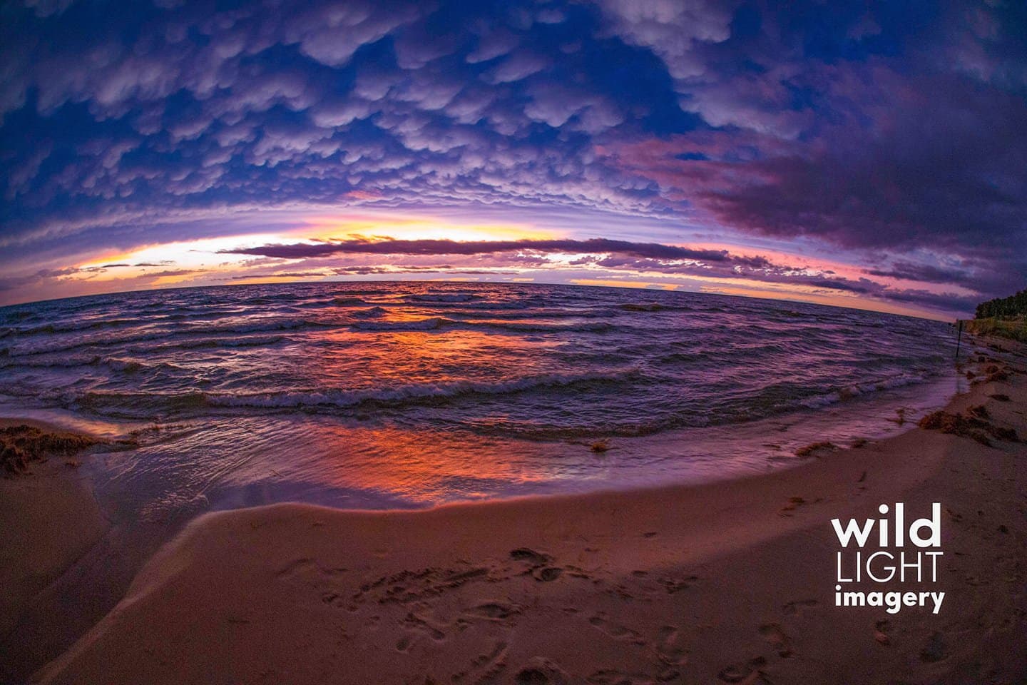 Stormy Sunset  on lake Michigan